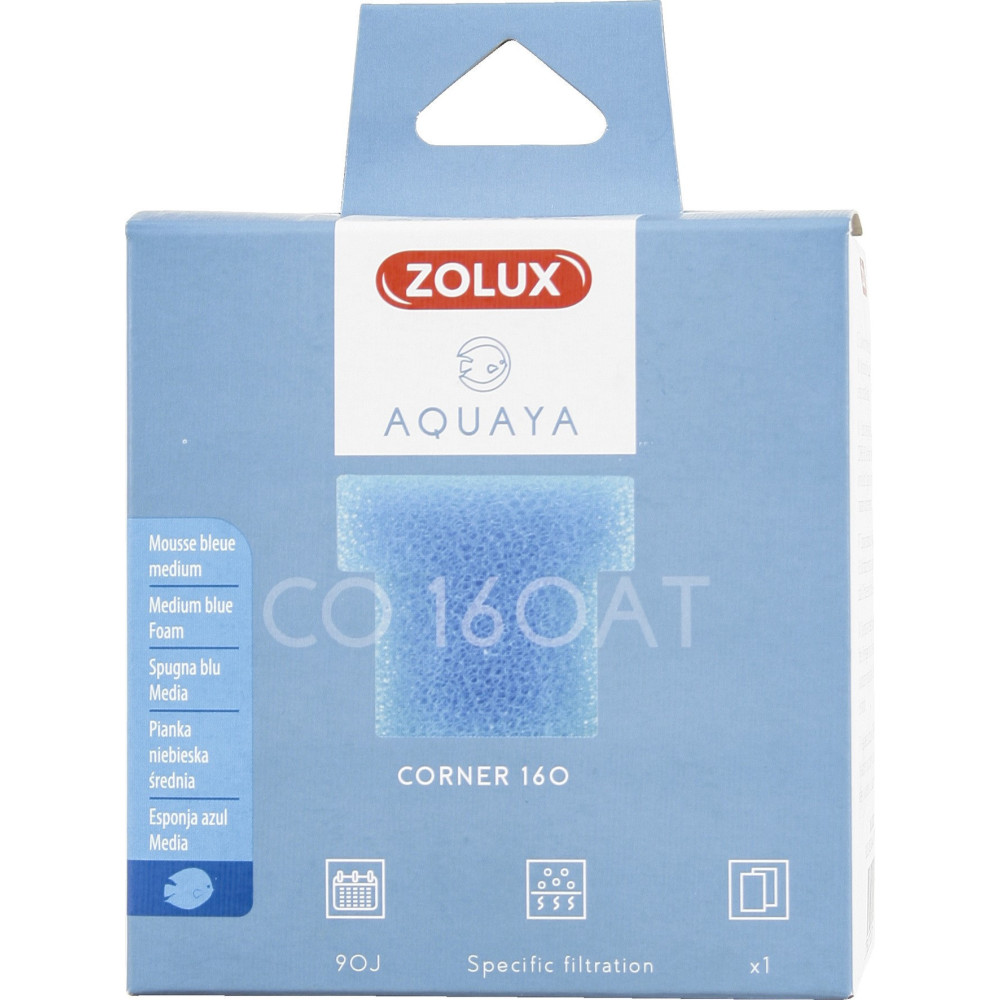 zolux Filtre pour pompe corner 160, filtre CO 160 AT mousse bleue medium x1. pour aquarium. Masses filtrantes, accessoires