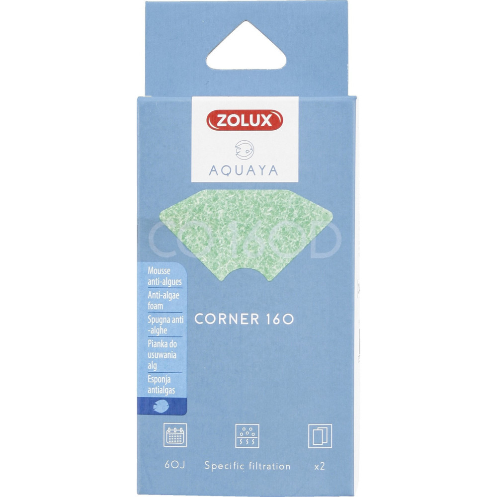 zolux Filter für Eckpumpe 160, CO-Filter 160 D Anti-Algenschaum x 2. für Aquarium. Filtermassen, Zubehör