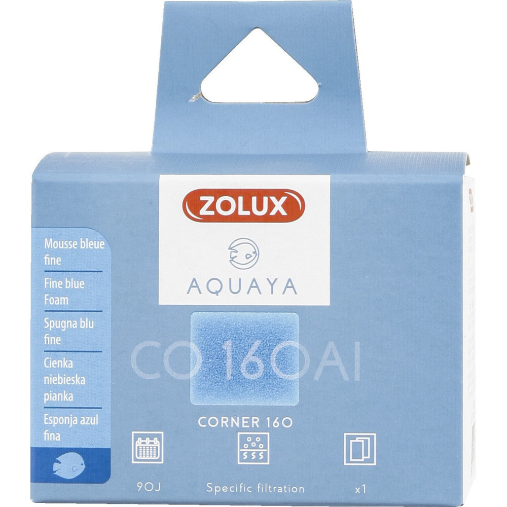 zolux Filtro para bomba de canto 160, filtro de CO 160 Al fina espuma azul x1. para aquário. Meios filtrantes, acessórios