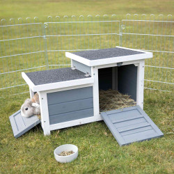 Trixie Stall mit 2 Ausgängen . 70 x 43 x 45 cm. für Kleintiere. Kaninchenstall