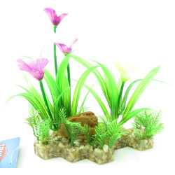 Trixie Plastic plant on a bed of gravel and resin 13cm fish decoration Decoration and other