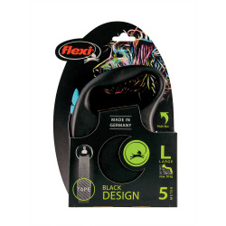 Flexi Flexi Black Design. size L strap 5 meters. leash for dog max 50 kg. black and blue Laisse enrouleur chien