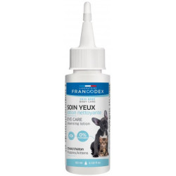 Francodex Loción limpiadora para el cuidado de los ojos 60ml para cachorros y gatitos Cuidado de los ojos de los perros