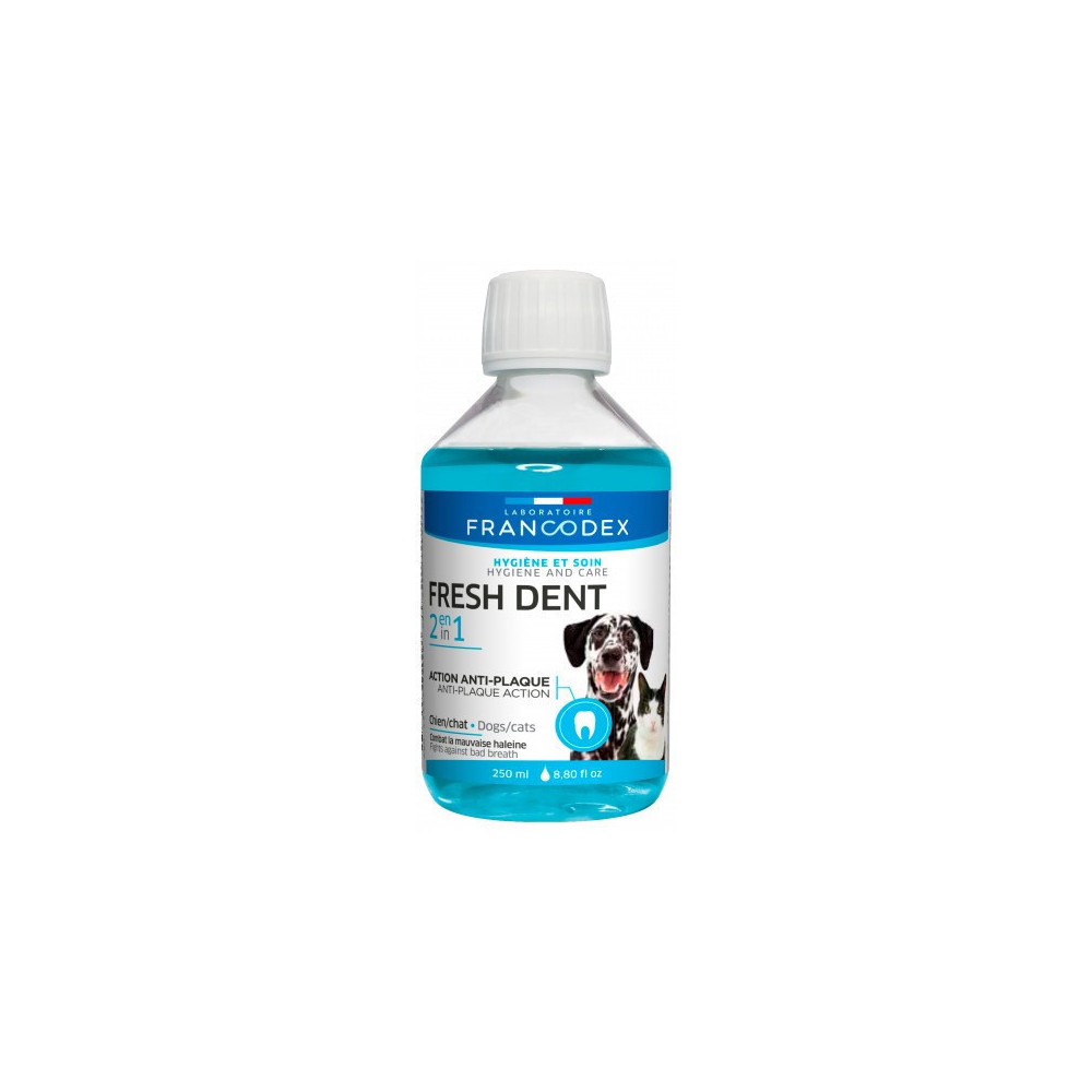 Francodex Fresh Dent 2 en 1 para perros y gatos 250 ml Cuidado de los dientes de los perros