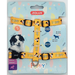 zolux Harnas S PUPPY MASCOTTE. 13 mm. 27 tot 42 cm. gele kleur. voor pups hondentuig