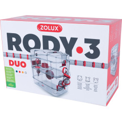 zolux Cage Duo rody3. couleur grenadine. taille 41 x 27 x 40.5 cm H. pour rongeur Cage