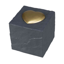 Trixie Cubo de piedra conmemorativo con corazón. Cubo de 11 x 11 x 11 cm. Artículos funerarios
