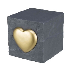 Trixie Herdenkingssteen kubus met hart. kubus 11 x 11 x 11 cm. Begrafenisartikelen