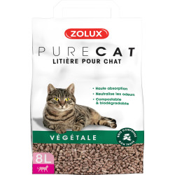 zolux Ninhada pura de gato vegetal. compostável e biodegradável. 8 litros. para gatos. Ninhada