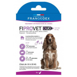 Francodex 4 pipettes anti puces fiprovet duo pour petit chien 10 a 20 kg Pipettes antiparasitaire