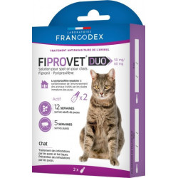 Antiparasitaire chat 2 pipettes anti puces pour chat - fiprovet duo 50 mg
