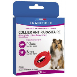 Francodex 1 Collana di controllo dei parassiti dimpilati 50 cm. Per cani. Colore rosso collare per disinfestazione