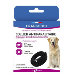 Francodex 1 coleira de controle de pragas Dimpylate 70 cm. para cães. cor preta colar de controlo de pragas