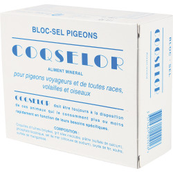 zolux Bloque de sal mineral Cockerelor. 11.5 x 13,5 x 5,5 cm. para palomas, aves y pájaros. Complemento alimenticio