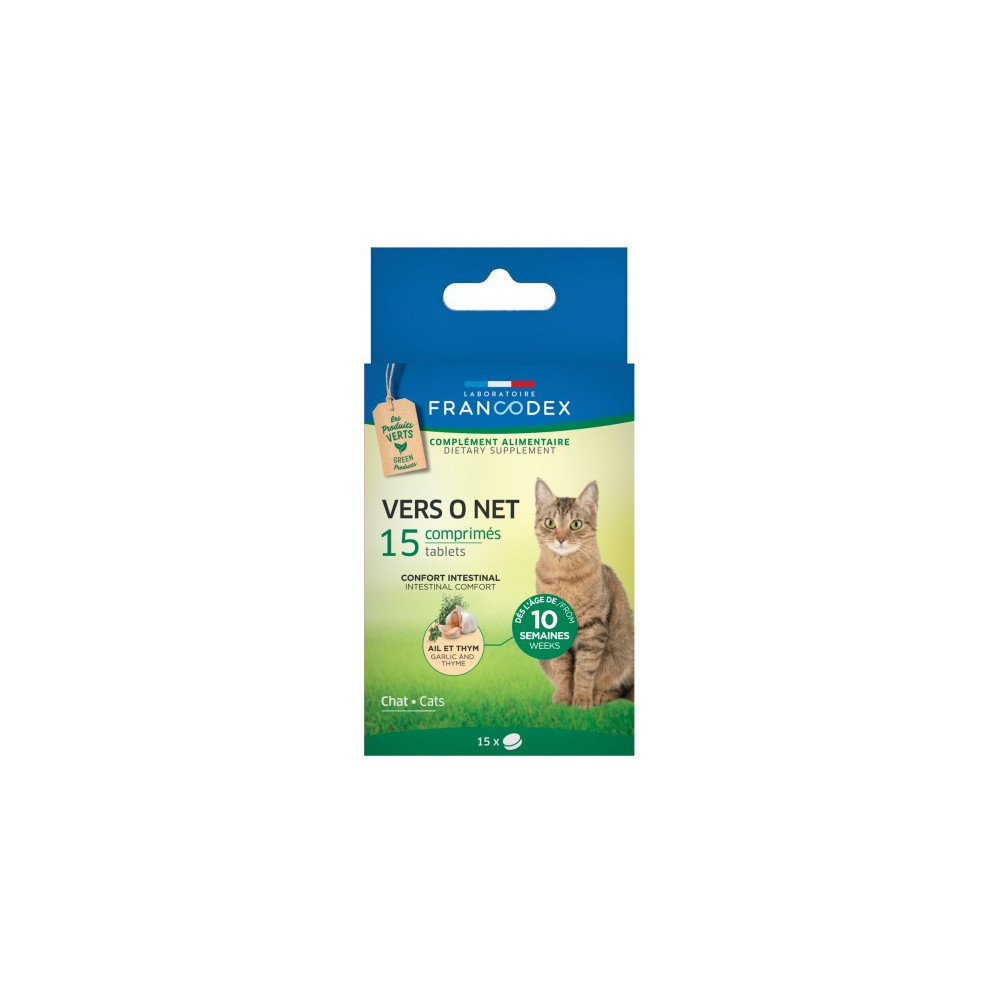 Francodex antiparasitaire 15 comprimes Vers O Net pour chat Antiparasitaire chat