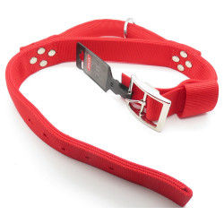 zolux Nylon halsband met handvat T 65. rood. nekmaat. van 45 tot 55 cm. voor hond. Nylon kraag