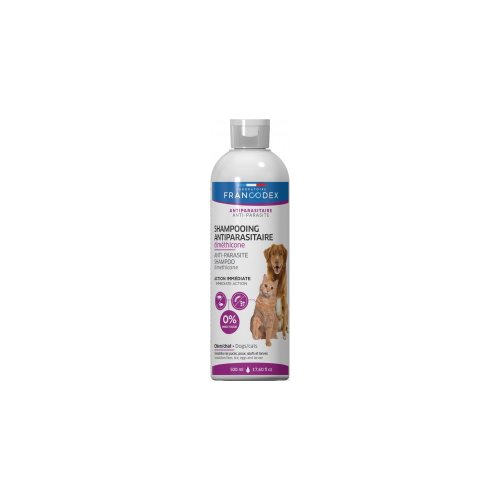 Francodex 500ml Dimethicone Antiparasitäres Shampoo für Hunde und Katzen Shampoo