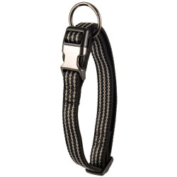 Collier nylon Collier Jannu noir réglable de 30 à 45 cm 15 mm taille M pour chien
