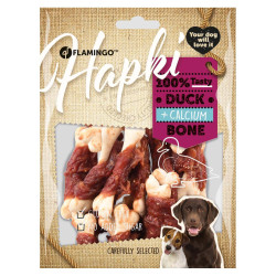 Flamingo Calcium botten snoep met eend. Hapki BBQ. voor hond. 170 g. glutenvrij. Hondentraktaties