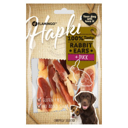 Friandise chien Friandise lamelles de lapin enveloppé de canard Hapki BBQ pour chien 85 g sans gluten