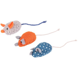 Jeux avec catnip, Valériane, Matatabi jouet chat lot de 3 souris Floera 14 cm avec catnip