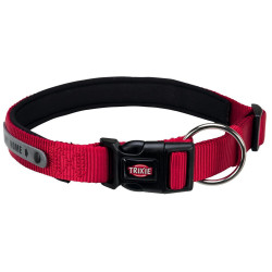 Trixie Halsband 45-50 cm rot - mit Neopren und Adressstreifen für Hunde Nylon-Halsband
