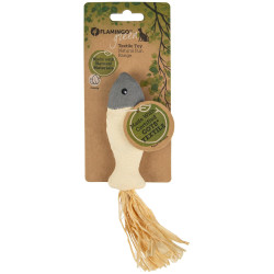 Flamingo Pet Products Divertido juguete natural para peces. 20 cm. gris beige. gama verde. juguete para gatos. Juegos con hie...