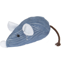 Flamingo Medy blue mouse toy. size 5 x 14 cm. for cats. Games with catnip, Valerian, Matatabi