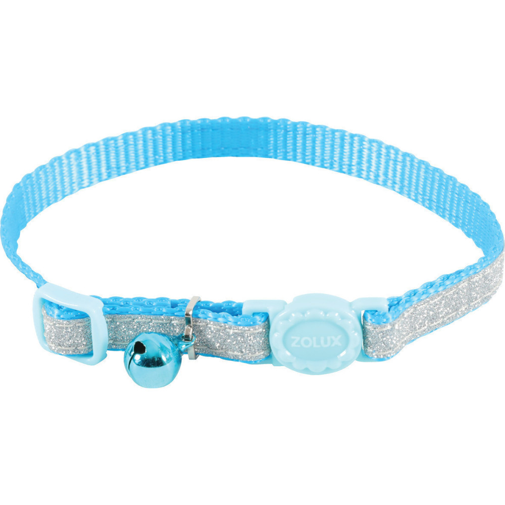 zolux SHINY nylon halsband verstelbaar van 17 tot 30 cm. blauw . voor kat. Halsketting