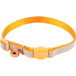 zolux SHINY nylon halsband verstelbaar van 17 tot 30 cm. oranje . voor kat. Halsketting