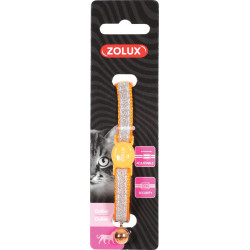 zolux SHINY nylon halsband verstelbaar van 17 tot 30 cm. oranje . voor kat. Halsketting