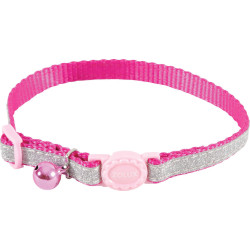 zolux SHINY nylon halsband verstelbaar van 17 tot 30 cm. roze . voor kat. Halsketting