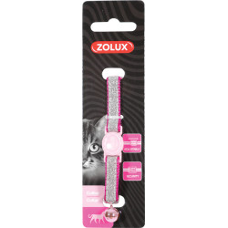 zolux Coleira em nylon SHINY ajustável de 17 a 30 cm. rosa . para gato. Colar
