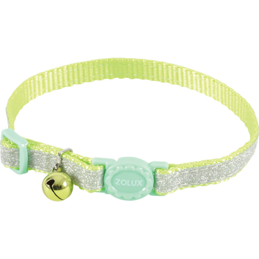 zolux SHINY collar de nylon ajustable de 17 a 30 cm. verde . para gato. Collar