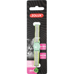 zolux Coleira em nylon SHINY ajustável de 17 a 30 cm. verde . para gato. Colar