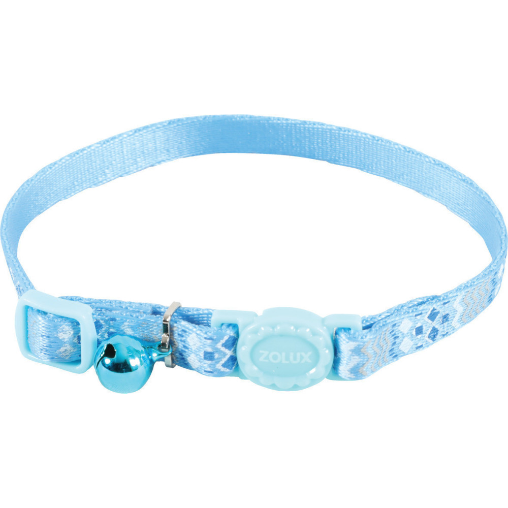 zolux Collare ETHNIC nylon regolabile da 17 a 30 cm. blu. per gatto. Collana