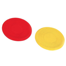 Frisbees pour chien 2 Frisbee en latex. ø13 cm. jouet pour chiens. couleur jaune et rouge.