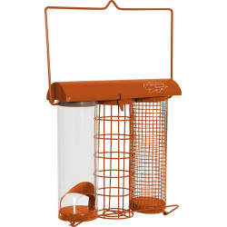 zolux Orangene Dreifach-Zuführung. 20 x 9 x Höhe 22,5 cm . für Vögel Outdoor-Futterstellen Vögel