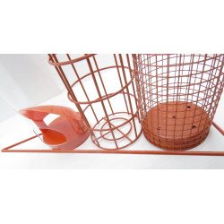 zolux Alimentador de trio laranja. 20 x 9 x altura 22,5 cm . para aves Alimentadores de aves ao ar livre
