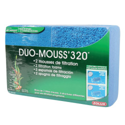 Masses filtrantes, accessoires Duo mousse 320. 2 mousses de filtration pour aquarium.