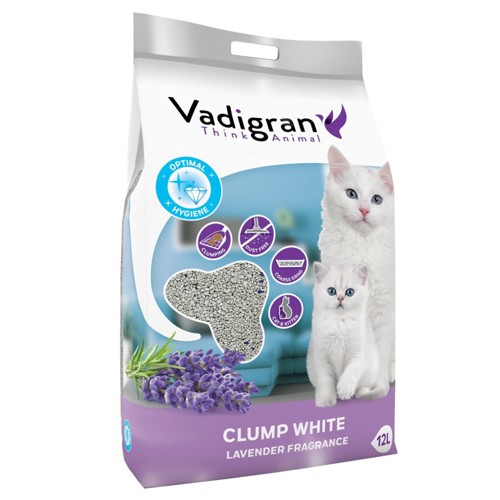 Vadigran Arena para gatos CLUMP WHITE. 10 kg - 12 litros. Aroma de lavanda Camada