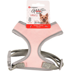 Flamingo Szelki dla małego psa różowe XS szyja 20 cm korpus regulowany od 28 do 41 cm dla psów harnais chien