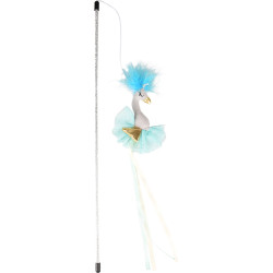 Flamingo Barbarina wędka niebieska 45 cm. zabawka dla kota. Cannes à pêche et plumes