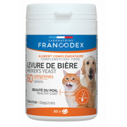 Francodex Levadura de cerveza Para perros y gatos, caja de 60 comprimidos. Complemento alimenticio
