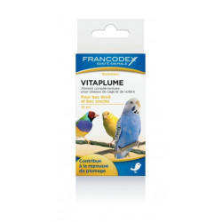Francodex Alimento complementario para pájaros Vitaplume, frasco 15 ml. Complemento alimenticio