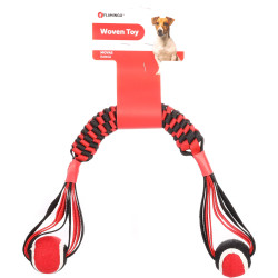 Jeux cordes pour chien Bâton tissé Movas avec balle de tennis. 55 cm . jouet pour chien.