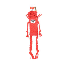 Flamingo Brinquedo de corda com trança de manjericão, vermelho. 48 cm. Brinquedo de cão. Jogos de cordas para cães