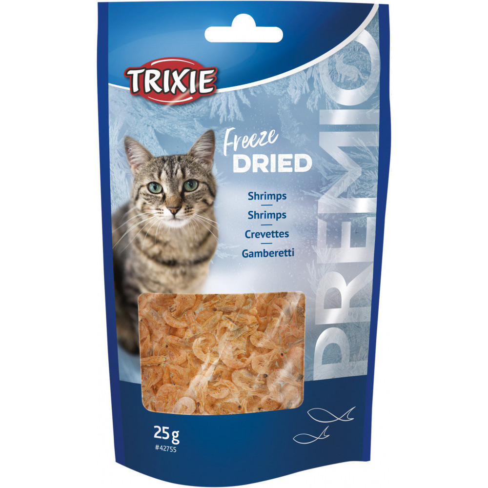 Trixie PREMIO Freeze Dried Shrimps è un alimento a base di gamberetti liofilizzati al 100% per gatti. Bocconcini per gatti