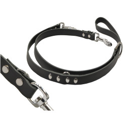 Vadigran Samy black adjustable leather leash, 2 meters. for dogs Laisse enrouleur chien