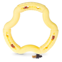 Vadigran Vanille gele TPR ring 21 cm. voor honden. Beloningsspelletjes snoep